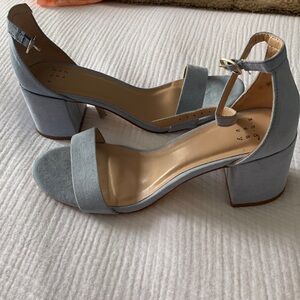 A.N.D ea wy blue peep ankle strap sandals
